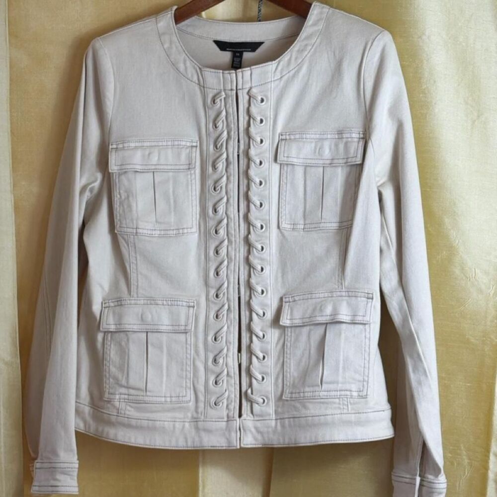 White-house-black-market Women's Cream and White Jacket